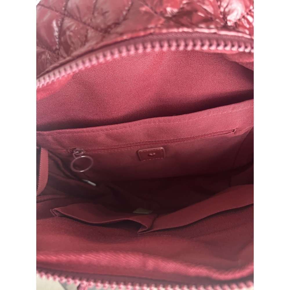 HeartLove Quilted Leather Backpack Burgundy Multi Pocket Travel Bag NWT - Picture 9 of 12